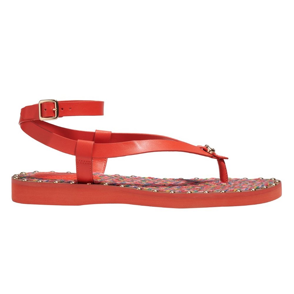 COACH Gracey Leather Red Orange Sandal Size 7 NEW WITH BOX - Picture 4 of 12